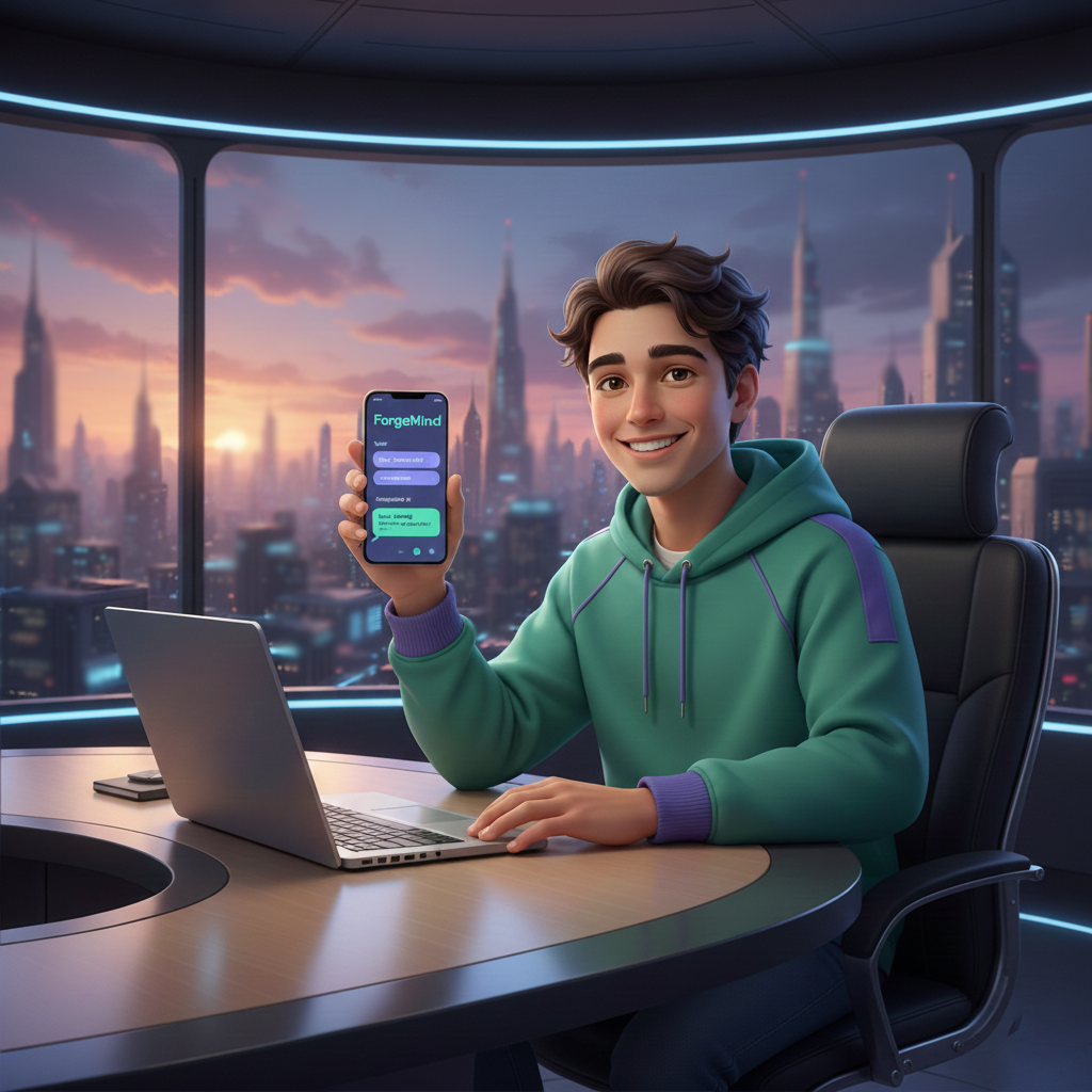 Person interacting with AI companion through chat interface